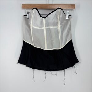 Joseph Contemporary Designer Layered Boned Frayed Luxury Back Clasp Corset Top